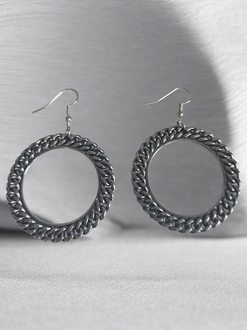 paparazzi Silver Braided Hoop Dangle Earrings